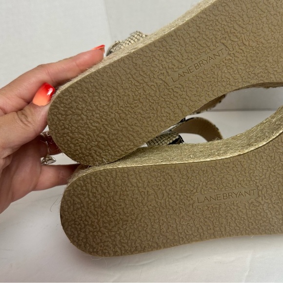 Lane Bryant Espadrille Snakeskin Wedges Strappy Sandals Womens Size 11 W​ide - Picture 11 of 13